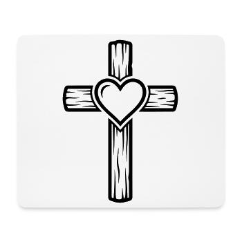 Symbole de la croix de cœur - Tapis de souris (format paysage) - blanc - Devant