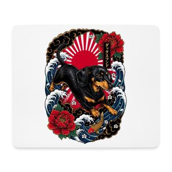 Dackel im japanischen Irezumi Tattoo Stil - Mousepad (Querformat) - Weiß - Vorne
