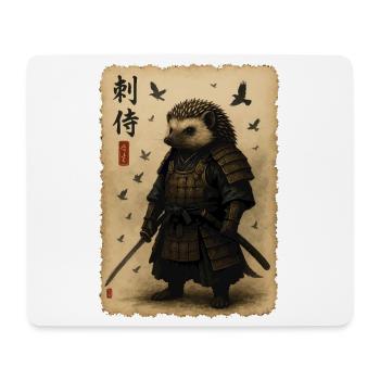 Igel-Samurai auf Pergament - Mousepad (Querformat) - Weiß - Vorne