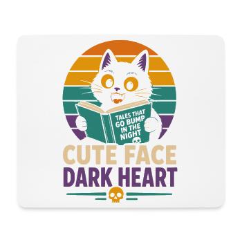 Cute Face Dark Heart Horror Cat - Mouse Pad (horizontal) - white - Front