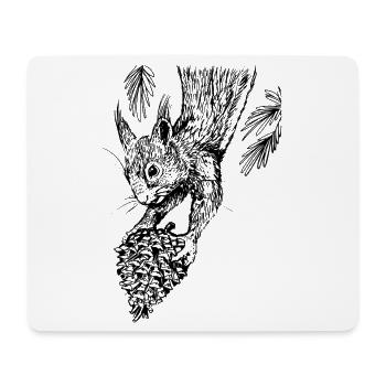 Eichhörnchen mit Tannenzapfen - Mousepad (Querformat) - Weiß - Vorne