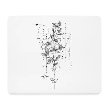Weiße Blumen auf schwarzem Hintergrund - Mousepad (Querformat) - Weiß - Vorne