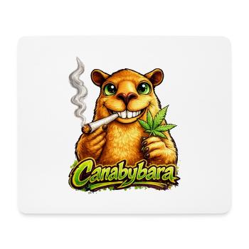 Canabybara - Capybara mit Cannabisblatt - Mousepad (Querformat) - Weiß - Vorne