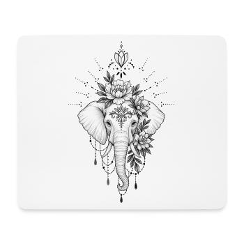 Blumen-Elefantenmandala-Schmuck - Mousepad (Querformat) - Weiß - Vorne