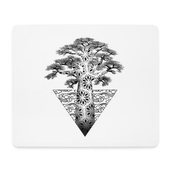 Geometrischer fraktaler Baum auf schwarzem Hintergrund - Mousepad (Querformat) - Weiß - Vorne