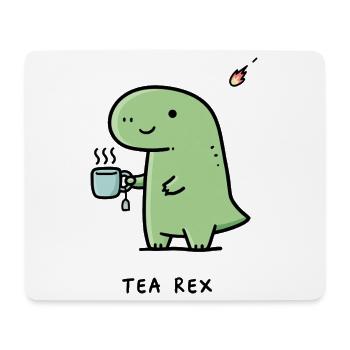 Kleiner Dino mit Kaffee - Mousepad (Querformat) - Weiß - Vorne