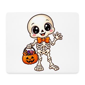 Niedliches Halloween-Skelett und Kürbis - Mousepad (Querformat) - Weiß - Vorne
