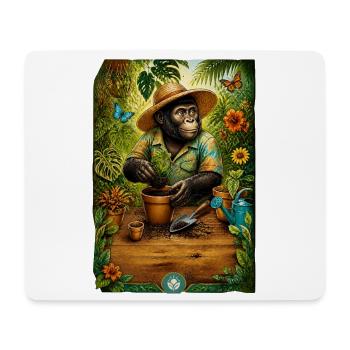 Gärtner-Gorilla liebt Pflanzen - Mousepad (Querformat) - Weiß - Vorne