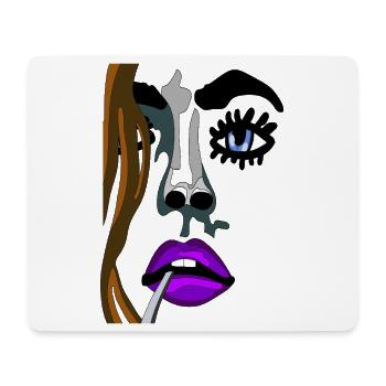 Intensives Model Lippenporträt Neonfarben - Mousepad (Querformat) - Weiß - Vorne