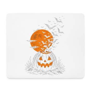 Kürbislaterne mit Fledermausschwarm - Mousepad (Querformat) - Weiß - Vorne