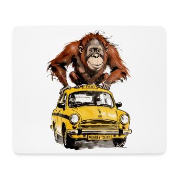 Affe auf dem Taxi Monkey Tours - Mousepad (Querformat) - Weiß - Vorne