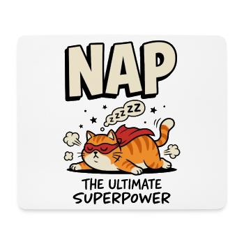 Schlafende Superhelden-Katze – Nap Superpower - Mousepad (Querformat) - Weiß - Vorne