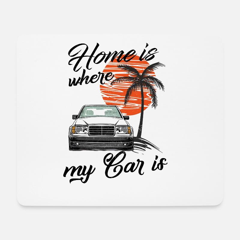 Home is where my car is W124 - Mousepad (Querformat) - Weiß