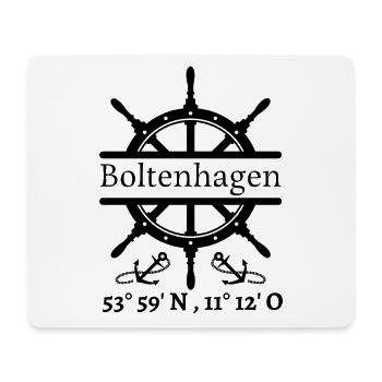 Boltenhagen-Steuerrad, Anker & Koordinaten-Ostsee - Mousepad (Querformat) - Weiß - Vorne