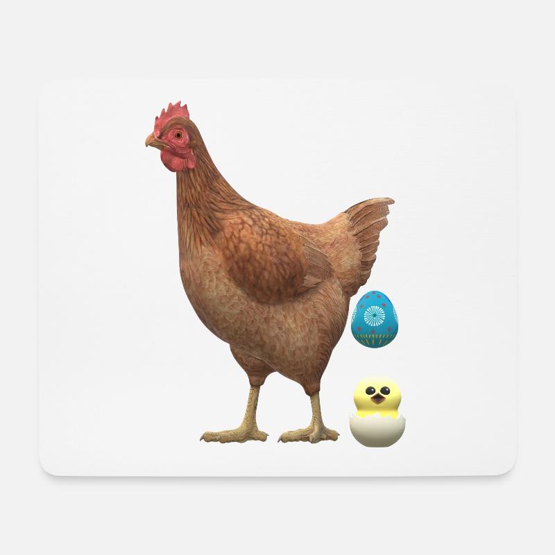 Hühnchen mit Küken - Mousepad (Querformat) - Weiß