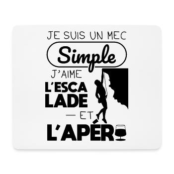 Mec simple aime l'escalade et l'apéro - Tapis de souris (format paysage) - blanc - Devant