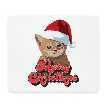 Weihnachtsgeschenk süß lustig Katze Weihnachtsmann Hut Frohe Weihnachten - Mousepad (Querformat) - Weiß - Vorne