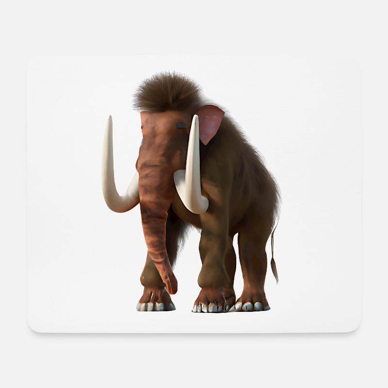 Realistisches Mammut - Mousepad (Querformat) - Weiß