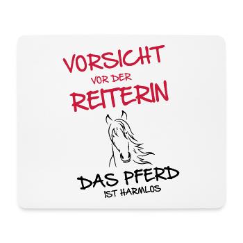 Vorsicht vor der Reiterin - Mousepad (Querformat) - Weiß - Vorne