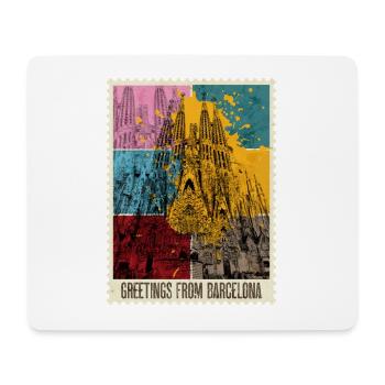 Barcelona Spain City Skyline Stamp Colorful - Mouse Pad (horizontal) - white - Front