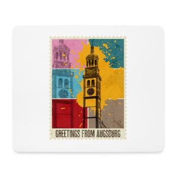 Augsburg Germany City Skyline Postage Stamp Colorful - Mouse Pad (horizontal) - white - Front