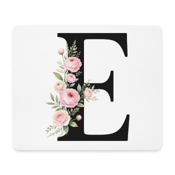 E Buchstabe Monogram Floral - Mousepad (Querformat) - Weiß - Vorne