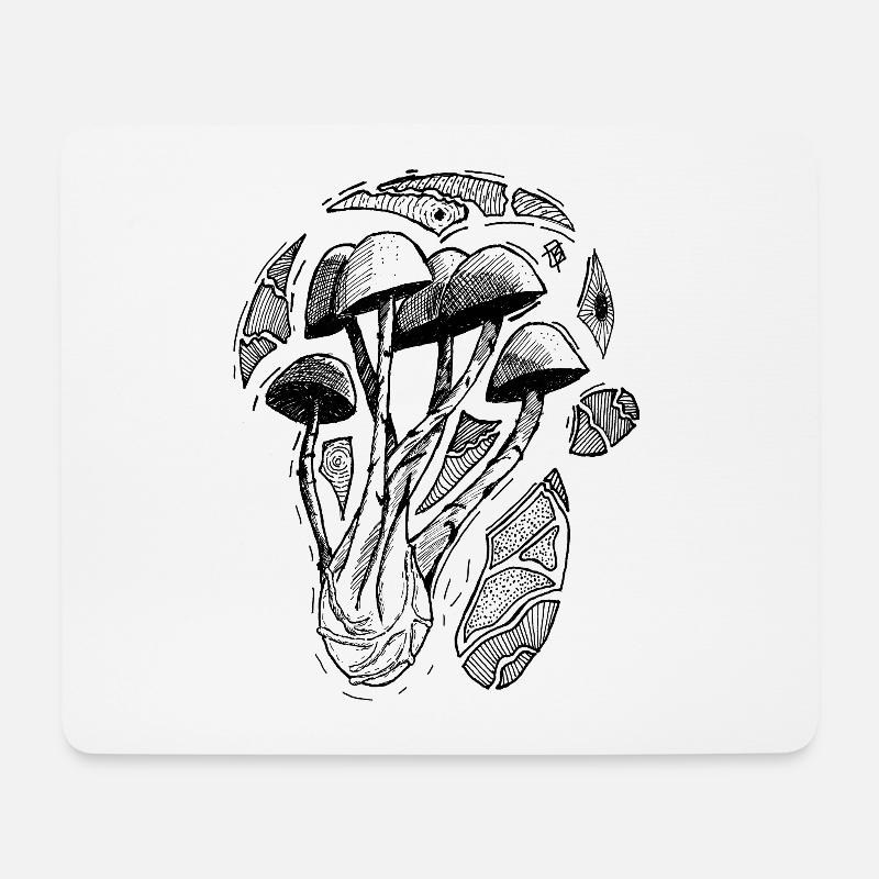 Pilze und Geometrie - Mousepad (Querformat) - Weiß