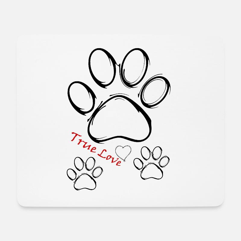 Pfote Tatze Hund True Love - Mousepad (Querformat) - Weiß