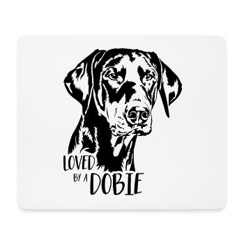 Loved by a Dobie Hundespruch Dobermann Wilsigns - Mousepad (Querformat) - Weiß - Vorne