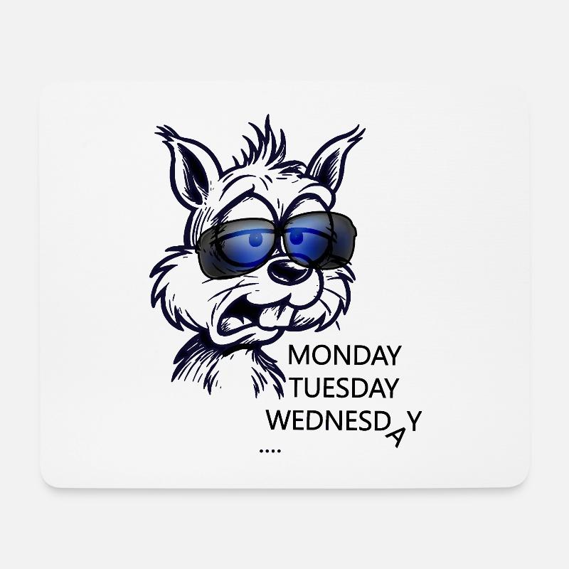 Dog with glasses doesn't feel like the week - Mouse Pad (horizontal) - white