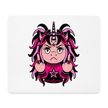 Pink Void: Schwarz-pinkes EinZORN mit Mittelfinger - Mousepad (Querformat) - Weiß - Vorne