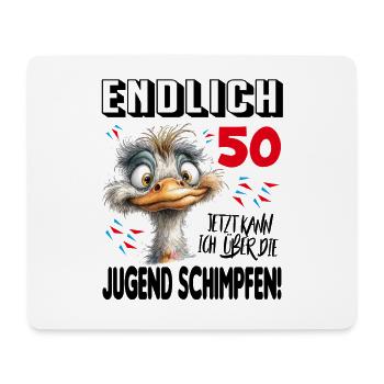 Endlich 50: Strauß Vogel Geburtstag Birthday - Mousepad (Querformat) - Weiß - Vorne