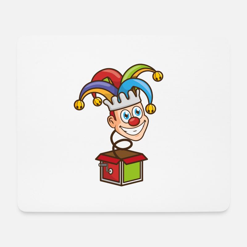 Clown der aus der Box springt - Mousepad (Querformat) - Weiß