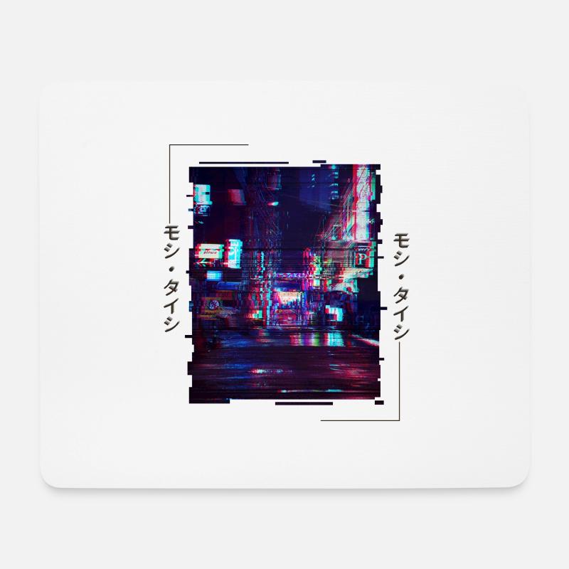 japanische Aesthetic Vaporwave Kunst 90s - Mousepad (Querformat) - Weiß