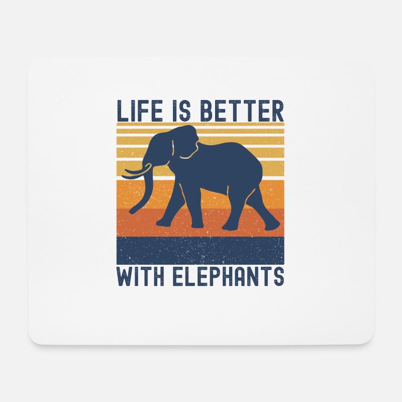 Elefant - Mousepad (Querformat) - Weiß