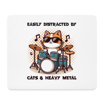Cat Heavy Metal Music Humor Funny Gift Idea - Mouse Pad (horizontal) - white - Front