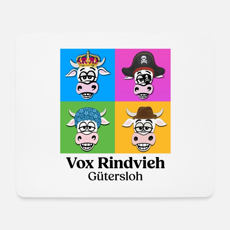 Kuhquartett-VR mit Text - Mousepad (Querformat) - Weiß