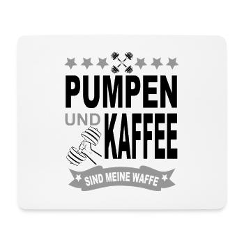 Pumpen und Kaffee Meine Waffe Bodybuilding - Mousepad (Querformat) - Weiß - Vorne