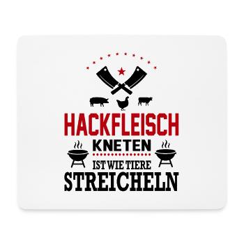 Hackfleisch kneten Tiere streicheln Grillsprüche - Mousepad (Querformat) - Weiß - Vorne