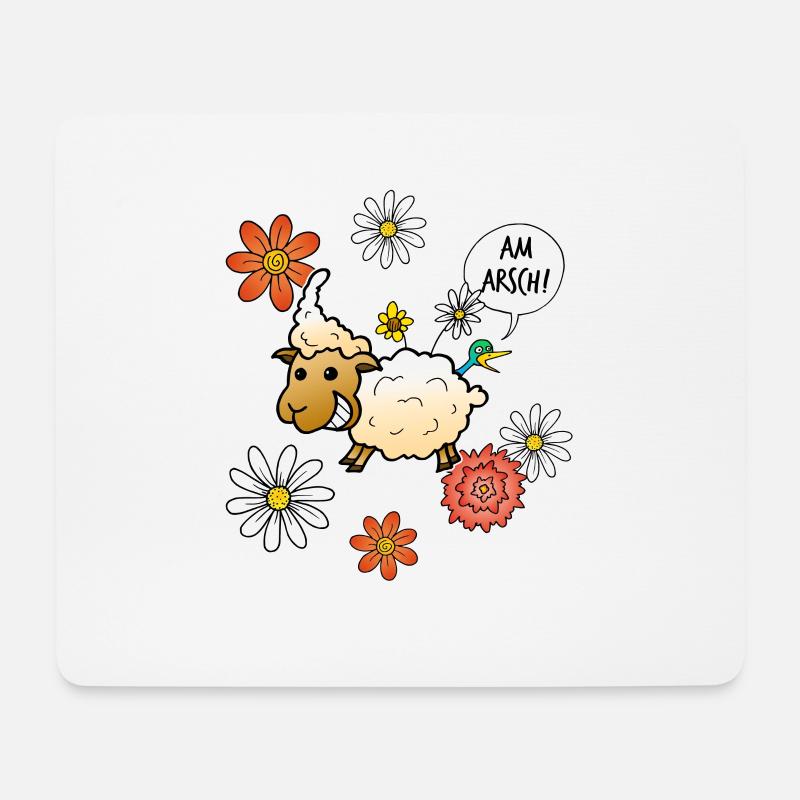 Schaf Vogel Blumen Am Arsch Lustig Sarkasmus - Mousepad (Querformat) - Weiß
