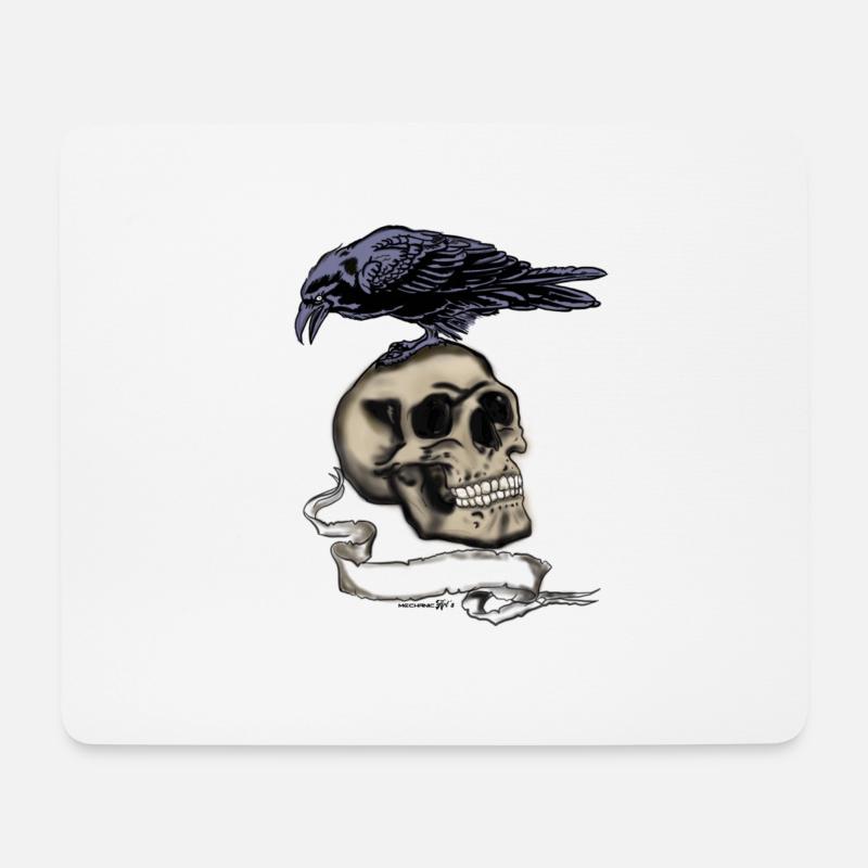 Rabe Totenkopf - Mousepad (Querformat) - Weiß
