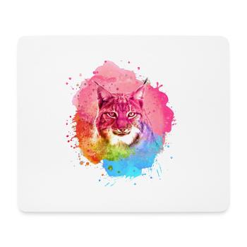luchs,katze,blau,malerei,aquarell,pink,regenbogen - Mousepad (Querformat) - Weiß - Vorne