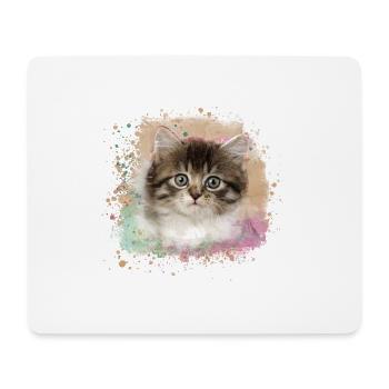 chaton, chat, graffiti, peinture, chat Maine Coon, - Tapis de souris (format paysage) - blanc - Devant