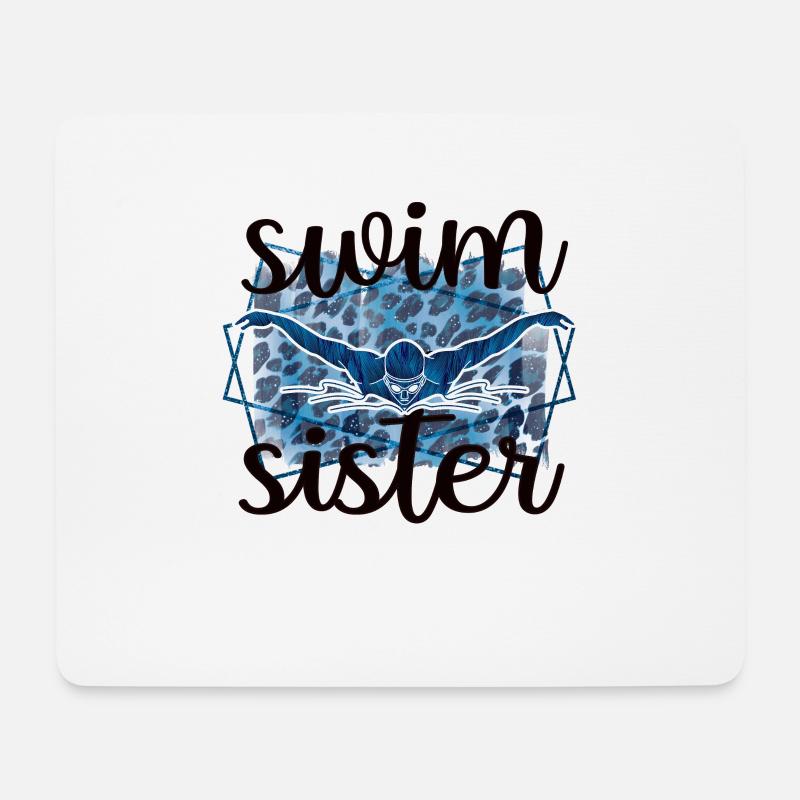 Beste Schwimmschwester Schwimm-Schwester Schwimmer - Mousepad (Querformat) - Weiß