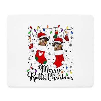 Rottweiler Fête de Noël Rottie Cadeaux de Noël - Tapis de souris (format paysage) - blanc - Devant
