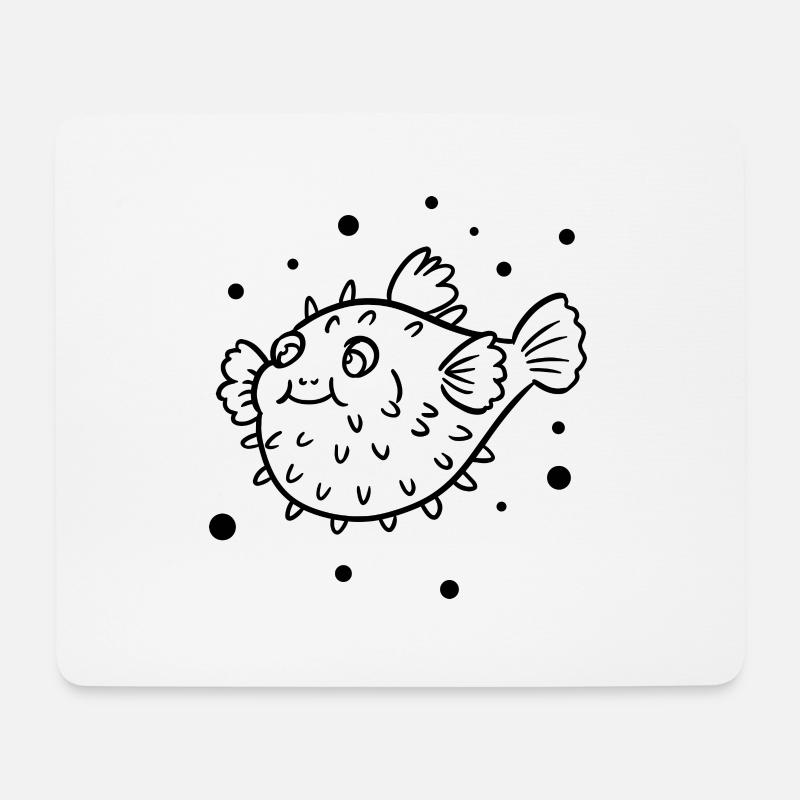 Thick puffer fish - Mouse Pad (horizontal) - white