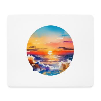 Coucher de soleil sur la mer - Tapis de souris (format paysage) - blanc - Devant