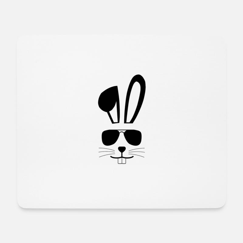 Hase mit Sonnenbrille schwarz - Mousepad (Querformat) - Weiß