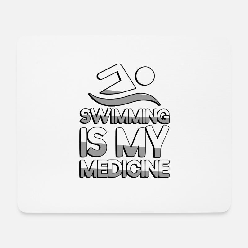 SWIMMING IS MY MEDICINE + Schwimmer - Schwimmen - Mousepad (Querformat) - Weiß