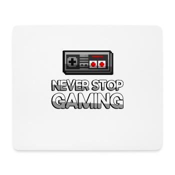 NEVER STOP GAMING + NES Controller - Gaming - Mousepad (Querformat) - Weiß - Vorne